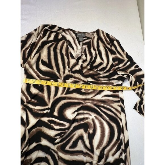 Chicos Additions Dress Womens Size L 2 Animal Print Brown Black Stretchy V-neck - Picture 4 of 9